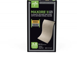 Medline Maxorb II Silver Alginate Dressing - Maxorb II Silver Alginate Wound Dressing, 4" x 8", in Educational Packaging - MSC9948EP