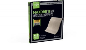 Medline Maxorb II Silver Alginate Dressing - Maxorb II Silver Alginate Wound Dressing, 6" x 6", in Educational Packaging - MSC9966EP