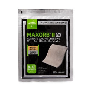 Medline Maxorb II Silver Alginate Dressing - Maxorb II Silver Alginate Wound Dressing, 8" x 12", in Educational Packaging - MSC99812EP