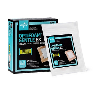 Medline Optifoam Gentle EX Foam Dressings - Optifoam Gentle EX Bordered Foam Dressing, 3" x 3", in Educational Packaging - MSCEX33EP