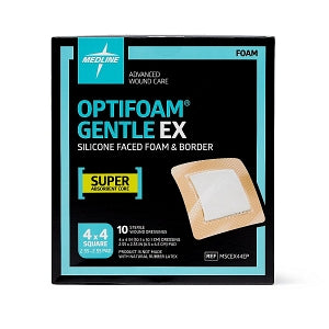 Medline Optifoam Gentle EX Foam Dressings - Optifoam Gentle EX Bordered Foam Dressing, 4" x 4", in Educational Packaging - MSCEX44EP