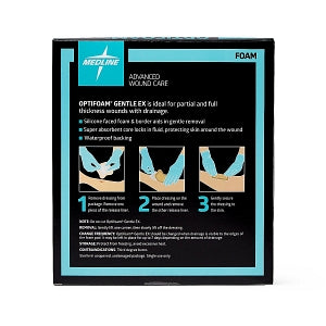 Medline Optifoam Gentle EX Foam Dressings - Optifoam Gentle EX Bordered Foam Dressing, 4" x 4", in Educational Packaging - MSCEX44EP