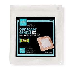 Medline Optifoam Gentle EX Foam Dressings - Optifoam Gentle EX Bordered Foam Dressing, 4" x 4", in Educational Packaging - MSCEX44EP