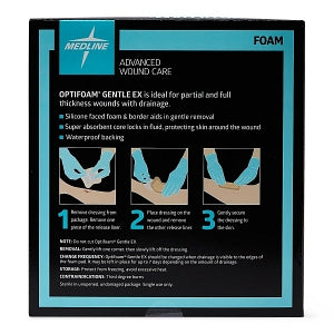 Medline Optifoam Gentle EX Foam Dressings - Optifoam Gentle EX Bordered Foam Dressing, 5" x 5", in Educational Packaging - MSCEX55EP