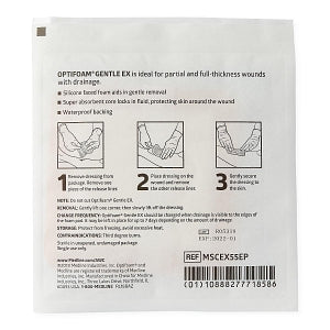 Medline Optifoam Gentle EX Foam Dressings - Optifoam Gentle EX Bordered Foam Dressing, 5" x 5", in Educational Packaging - MSCEX55EP