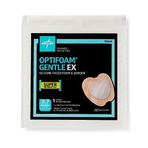 Medline Optifoam Gentle EX Foam Dressings - Optifoam Gentle EX Sacrum Foam Dressing, 7" x 7", in Educational Packaging - MSCEX77EP