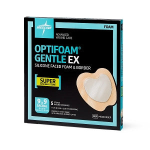 Medline Optifoam Gentle EX Foam Dressings - Optifoam Gentle EX Sacrum Foam Dressing, 9" x 9", in Educational Packaging - MSCEX99EP