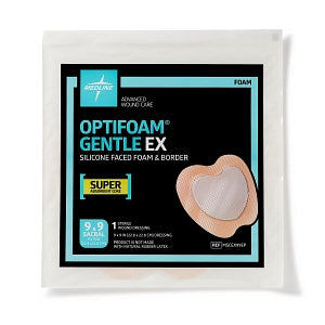 Medline Optifoam Gentle EX Foam Dressings - Optifoam Gentle EX Sacrum Foam Dressing, 9" x 9", in Educational Packaging - MSCEX99EP