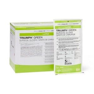 Medline Triumph Green Latex with Aloe Surgical Gloves - Triumph Green Surgical Gloves, Size 5.5 - MSG2555