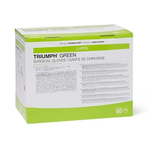 Medline Triumph Green Latex with Aloe Surgical Gloves - Triumph Green Surgical Gloves, Size 7 - MSG2570