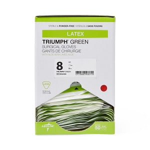 Medline Triumph Green Latex with Aloe Surgical Gloves - Triumph Green Surgical Gloves, Size 8 - MSG2580