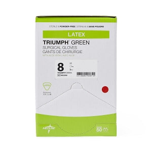 Medline Triumph Green Latex with Aloe Surgical Gloves - Triumph Green Surgical Gloves, Size 8 - MSG2580