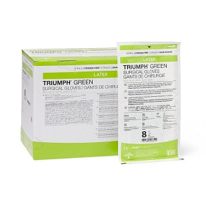 Medline Triumph Green Latex with Aloe Surgical Gloves - Triumph Green Surgical Gloves, Size 8 - MSG2580