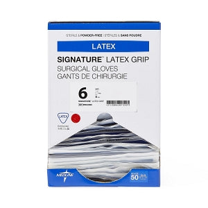 Medline Signature Latex Grip Surgical Gloves - Signature Latex Grip Powder-Free Surgical Gloves, Size 6 - MSG2960