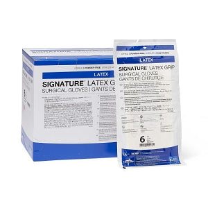 Medline Signature Latex Grip Surgical Gloves - Signature Latex Grip Powder-Free Surgical Gloves, Size 6 - MSG2960