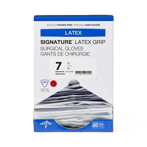 Medline Signature Latex Grip Surgical Gloves - Signature Latex Grip Powder-Free Surgical Gloves, Size 7 - MSG2970