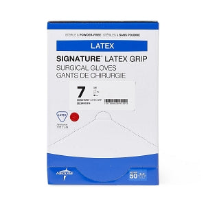 Medline Signature Latex Grip Surgical Gloves - Signature Latex Grip Powder-Free Surgical Gloves, Size 7 - MSG2970