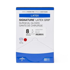 Medline Signature Latex Grip Surgical Gloves - Signature Latex Grip Powder-Free Surgical Gloves, Size 8 - MSG2980