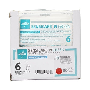 Medline SensiCare PI Green Surgical Gloves - SensiCare PI Green Powder-Free Surgical Gloves, Size 6 - MSG9260