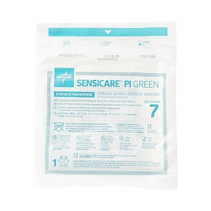 Medline SensiCare PI Green Surgical Gloves - SensiCare PI Green Powder-Free Surgical Gloves, Size 7 - MSG9270