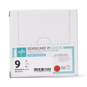 Medline SensiCare PI Green Surgical Gloves - SensiCare PI Green Powder-Free Surgical Gloves, Size 9 - MSG9290