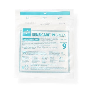 Medline SensiCare PI Green Surgical Gloves - SensiCare PI Green Powder-Free Surgical Gloves, Size 9 - MSG9290