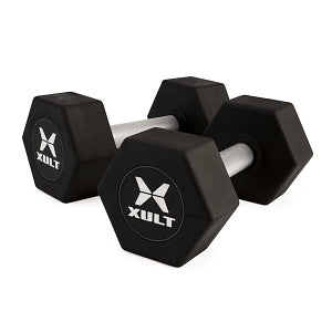 Johnson Health Tech XULT Rubber Hex Dumbbell Pairs and Sets - XULT Rubber Hex Dumbbell Pair in Black, 20 lb. - XT-020RBR-HEX