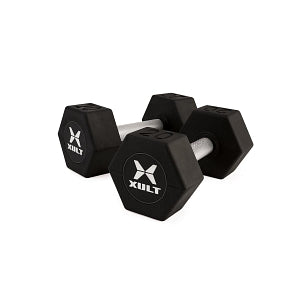 Johnson Health Tech XULT Rubber Hex Dumbbell Pairs and Sets - XULT Rubber Hex Dumbbell Pair in Black, 20 lb. - XT-020RBR-HEX