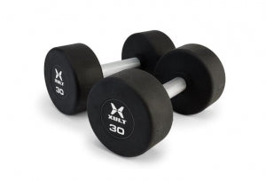 Johnson Health Tech XULT Round Rubber Dumbbells - XULT Round Rubber Dumbbell Set, Black, 100 lb. - XT-55-100RBR-RND