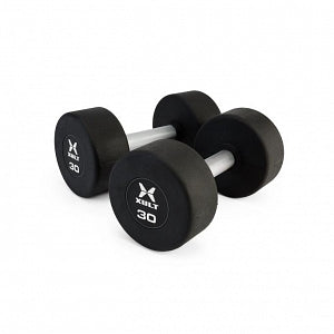 Johnson Health Tech XULT Round Rubber Dumbbells - XULT Round Rubber Dumbbell Pair, Black, 30 lb. - XT-030RBR-RND