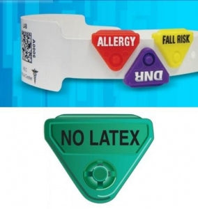 PDC Healthcare In-A-Snap Alert Clasps - In-A-Snap Alert Wristband Clasp, Preprinted "No Latex," Green - RWCANL4-UCSD