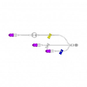 MPS Medical, Inc Standard Extension Sets - Trifurcated IV Extension Set with 3 Needleless Valves, 3 Slide Clamps and 1.2 µm Filter, 17" - HR-035