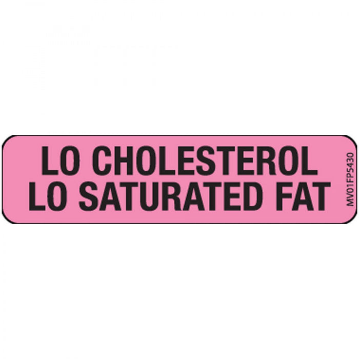 Label Paper Removable Lo Cholesterol Lo 1" Core 1 1/4" X 5/16" Fl. Pink 760 Per Roll