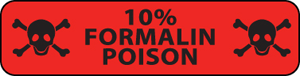 Lab Communication Label (Paper, Permanent) 10% Formalin Poison 1 Core 1 1/4" X 5/16" Fluorescent Red - 760 Per Rolloll