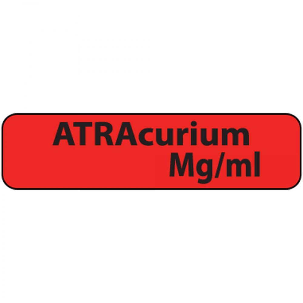 Label Paper Permanent Atracurium Mg/Ml 1" Core 1 1/4" X 5/16" Fl. Red 760 Per Roll