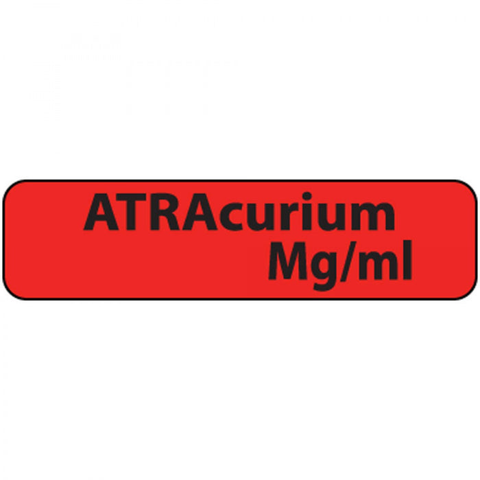 Label Paper Permanent Atracurium Mg/Ml 1" Core 1 1/4" X 5/16" Fl. Red 760 Per Roll