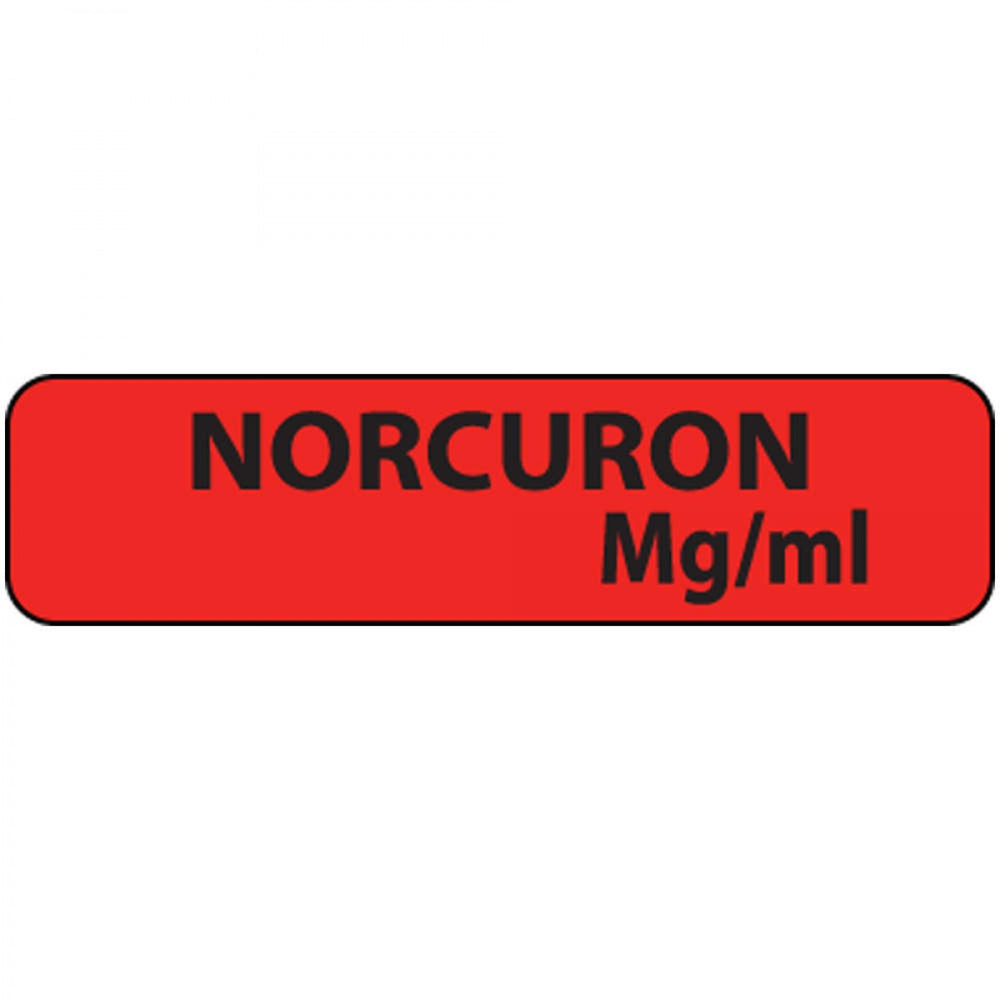 Label Paper Permanent Norcuron Mg/Cc 1" Core 1 1/4" X 5/16" Fl. Red 760 Per Roll