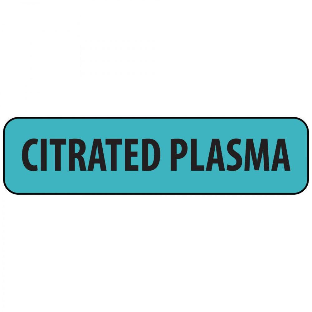 Label Paper Removable Citrated Plasma 1" Core 1 1/4" X 5/16" Blue 760 Per Roll