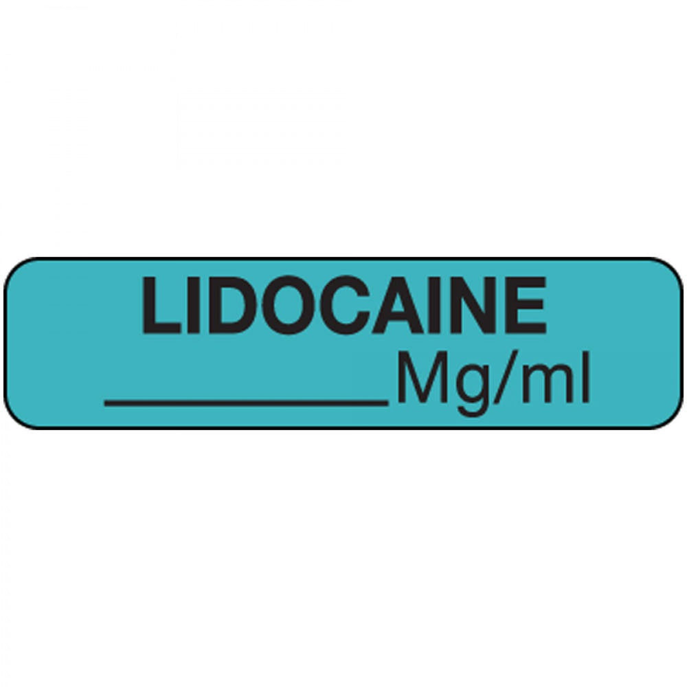 Label Paper Removable Lidocaine Mg/Ml 1" Core 1 1/4" X 5/16" Blue 760 Per Roll