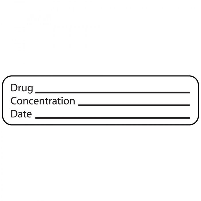 Label Paper Permanent Drug Concentration 1" Core 1 1/4" X 5/16" White 760 Per Roll