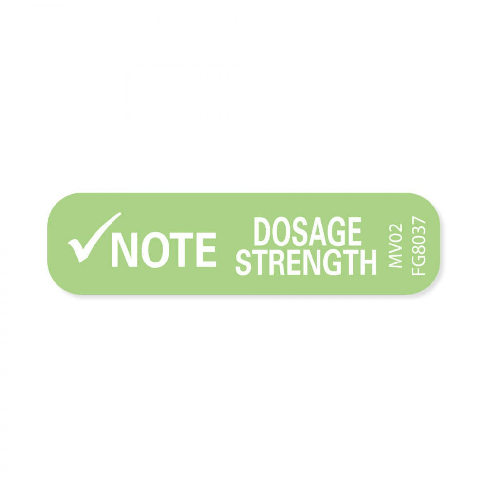 Label Paper Removable Note Dosage Strength 1" Core 1 7/16" X 3/8" Fl. Green 666 Per Roll