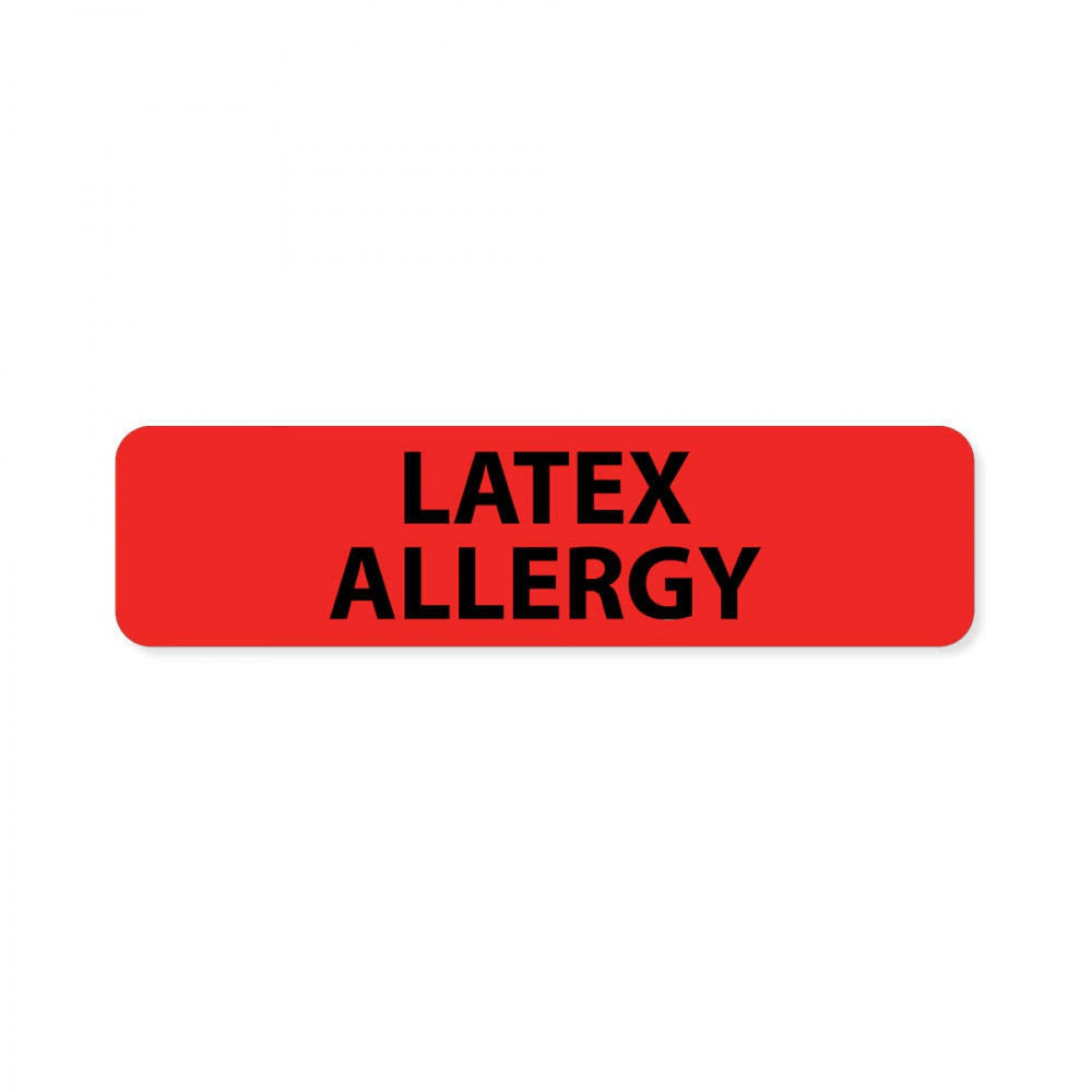 Label Paper Permanent Latex Allergy 1" Core 1 7/16" X 3/8" Fl. Red 666 Per Roll