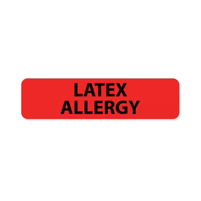 Label Paper Permanent Latex Allergy 1" Core 1 7/16" X 3/8" Fl. Red 666 Per Roll