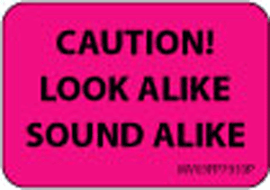 Label Paper Permanent Caution! Look Alike 1" Core 1 7/16" X 1 Fl. Pink 666 Per Roll