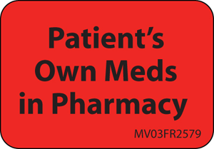 Label Paper Permanent Patients Own Meds 1" Core 1 7/16" X 1 Fl. Red 666 Per Roll