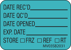 Label Paper Removable Date Recd Date 1" Core 1 7/16" X 1 Blue 666 Per Roll