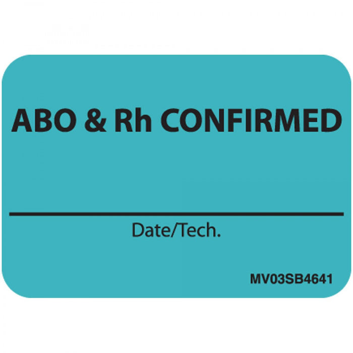 Label Paper Removable Abo & Rh 1" Core 1 7/16" X 1 Blue 666 Per Roll