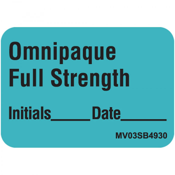 Label Paper Removable Omnipaque Full 1" Core 1 7/16" X 1 Blue 666 Per Roll