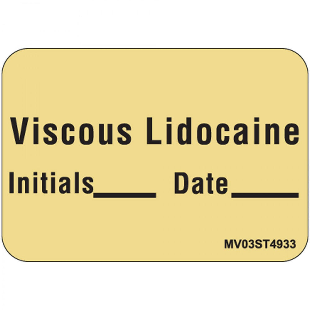 Label Paper Removable Viscous Lidocaine 1" Core 1 7/16" X 1 Tan 666 Per Roll