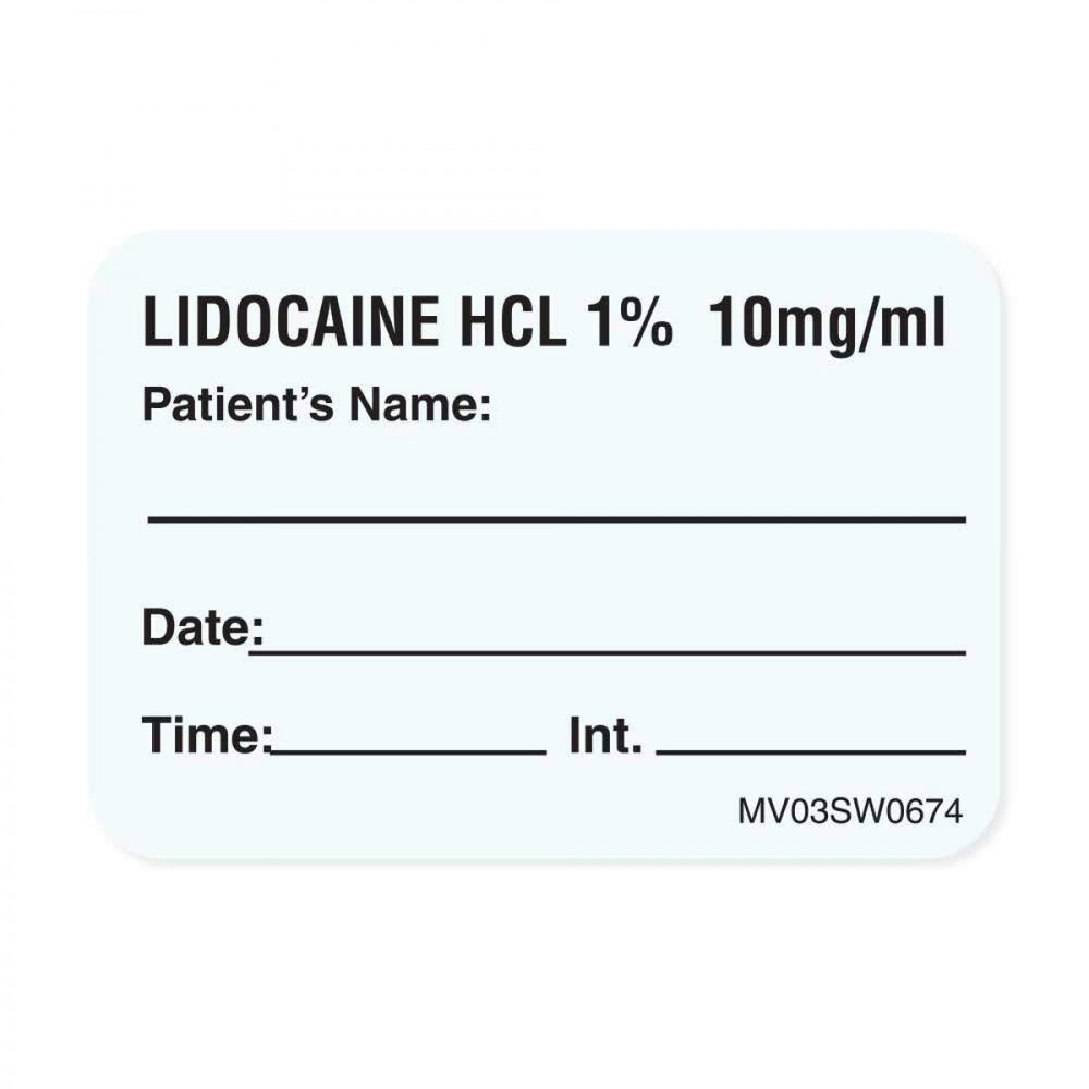 Label Paper Removable Lidocaine Hcl 1% 1 Core 1 7/16" X 1 White 666 Per Roll